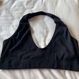 Ribbed black halter top